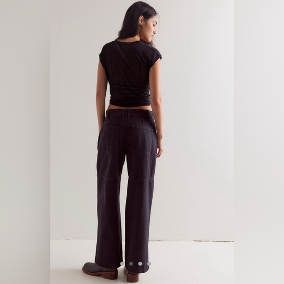 FREE PEOPLE WE THE FREE BENJI RELAXED WIDE LEG JEANS. NWT. THEA BLACK - Picture 3 of 10